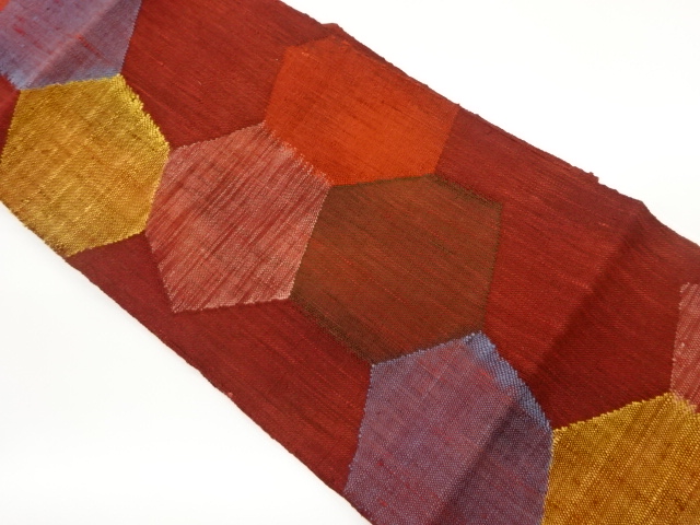 JAPANESE NAGOYA OBI / MAWATA TSUMUGI / WOVEN KIKKO PATTERN